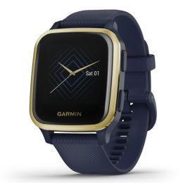 Garmin 010-02426-02 Venu Sq Music Edition (Light Gold Aluminum Bezel with Navy Case and Silicone Band)