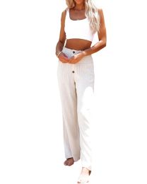 Cotton Line Wide Leg Yoga Pants For Women (Color: White)