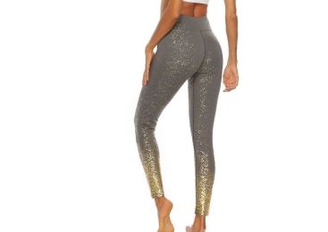 Women's Leggings Fitness Sports Gym Running Yoga Athletic Pants Gold (Color: Gray)