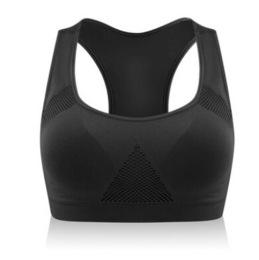 Women Running Sports Bra , Gym Fitness Women Seamless Padded Vest Tanks (Color: Black)