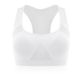 Women Running Sports Bra , Gym Fitness Women Seamless Padded Vest Tanks (Color: White)