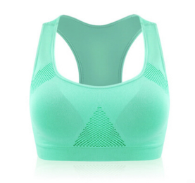 Women Running Sports Bra , Gym Fitness Women Seamless Padded Vest Tanks (Color: Green)