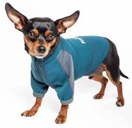Dog Helios 'Eboneflow' Mediumweight 4-Way-Stretch Flexible And Breathable Performance Dog Yoga T-Shirt (Color: Blue)