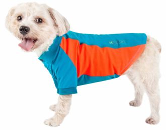 Pet Life Active 'Barko Pawlo' Relax-Stretch Wick-Proof Performance Dog Polo T-Shirt (Color: Blue)