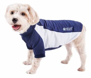 Pet Life Active 'Barko Pawlo' Relax-Stretch Wick-Proof Performance Dog Polo T-Shirt (Color: Navy)