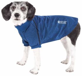 Pet Life Active 'Fur-Flexed' Relax-Stretch Wick-Proof Performance Dog Polo T-Shirt (Color: Navy)
