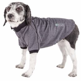 Pet Life Active 'Fur-Flexed' Relax-Stretch Wick-Proof Performance Dog Polo T-Shirt (Color: Grey)