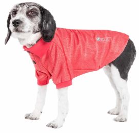 Pet Life Active 'Fur-Flexed' Relax-Stretch Wick-Proof Performance Dog Polo T-Shirt (Color: Red)