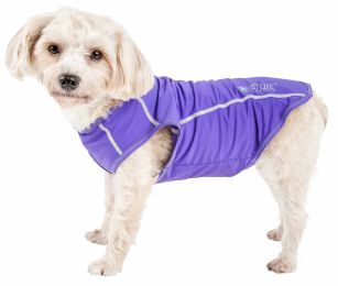 Pet Life Active 'Racerbark' 4-Way Stretch Performance Active Dog Tank Top T-Shirt (Color: Purple)
