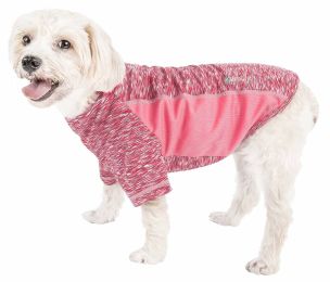 Pet Life Active 'Warf Speed' Heathered Ultra-Stretch Sporty Performance Dog T-Shirt (Color: Pink)