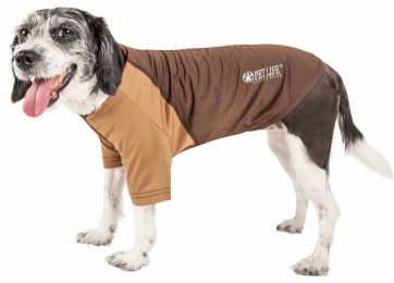 Pet Life Active 'Hybreed' 4-Way Stretch Two-Toned Performance Dog T-Shirt (Color: Brown)