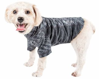 Pet Life Active 'Warf Speed' Heathered Ultra-Stretch Sporty Performance Dog T-Shirt (Color: Black)