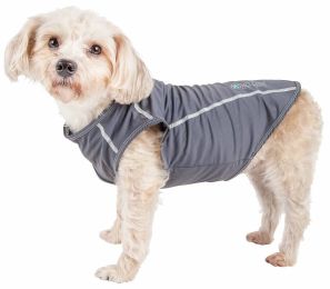 Pet Life Active 'Racerbark' 4-Way Stretch Performance Active Dog Tank Top T-Shirt (Color: Grey)