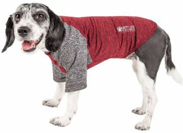 Pet Life Active 'Hybreed' 4-Way Stretch Two-Toned Performance Dog T-Shirt (Color: Maroon)