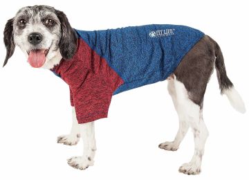 Pet Life Active 'Hybreed' 4-Way Stretch Two-Toned Performance Dog T-Shirt (Color: Blue)
