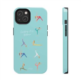 Yoga Poses Blue Tough Case for iPhone with Wireless Charging (Color: Blue)