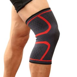 1PCS Fitness Running Cycling Knee Support Braces Elastic Nylon Sport Compression Knee Pad Sleeve for Basketball Volleyball (Color: Red)