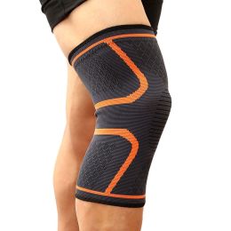 1PCS Fitness Running Cycling Knee Support Braces Elastic Nylon Sport Compression Knee Pad Sleeve for Basketball Volleyball (Color: Orange)