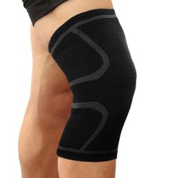 1PCS Fitness Running Cycling Knee Support Braces Elastic Nylon Sport Compression Knee Pad Sleeve for Basketball Volleyball (Color: Black with grey)