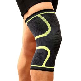 1PCS Fitness Running Cycling Knee Support Braces Elastic Nylon Sport Compression Knee Pad Sleeve for Basketball Volleyball (Color: Green)