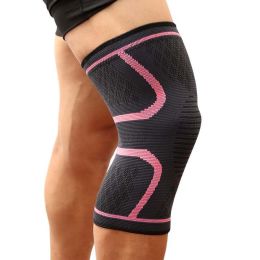 1PCS Fitness Running Cycling Knee Support Braces Elastic Nylon Sport Compression Knee Pad Sleeve for Basketball Volleyball (Color: Pink)
