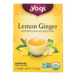 Yogi 100% Natural Herbal Tea Caffeine Free Lemon Ginger - 16 Tea Bags - Case of 6 (SKU: 355156)